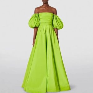 NWT - SODVA off shoulder green evening gown